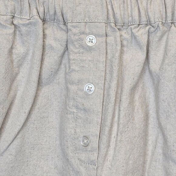 ASOS Women's 0 High Waist Cream Linen Blend Shorts with Elastic Waistband - Picture 3 of 11